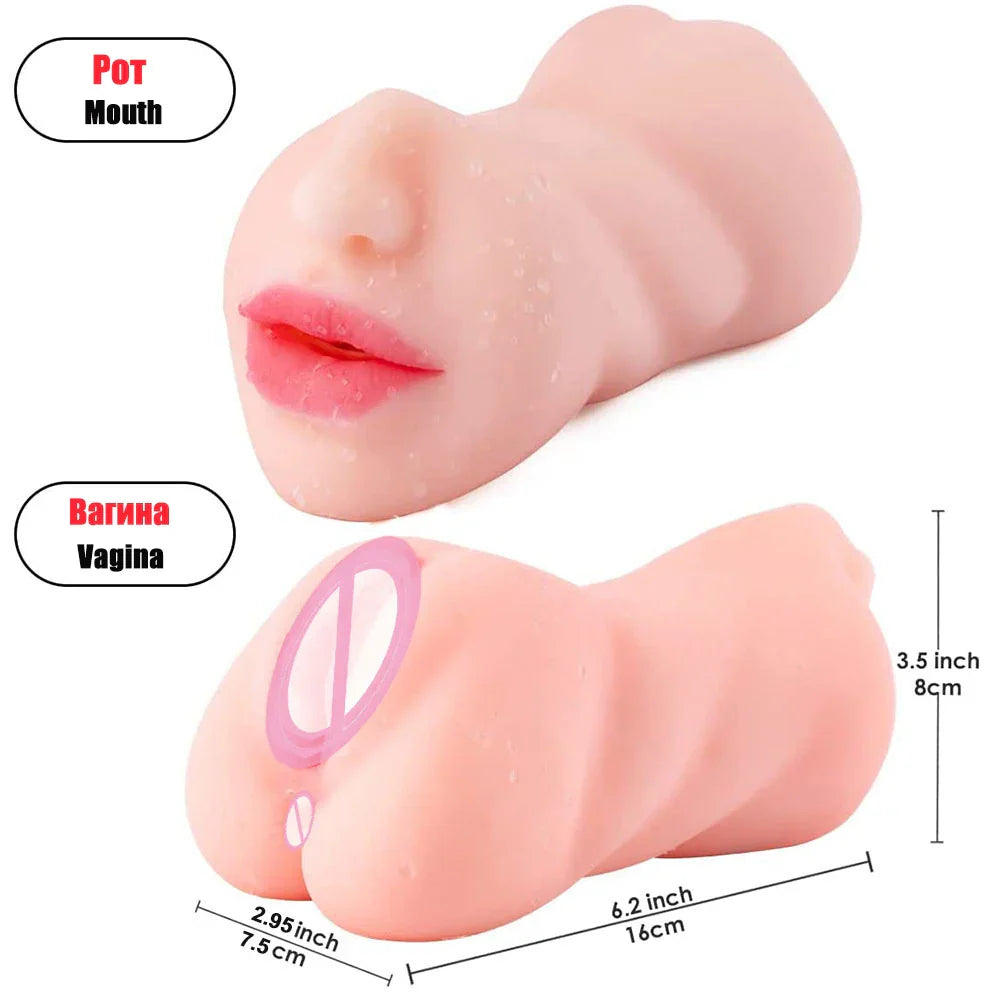 3 IN 1 Deep Throat Artificial Real Pussy Oral, Male Masturbator Blowjob Sex Toy Realistic Vagina