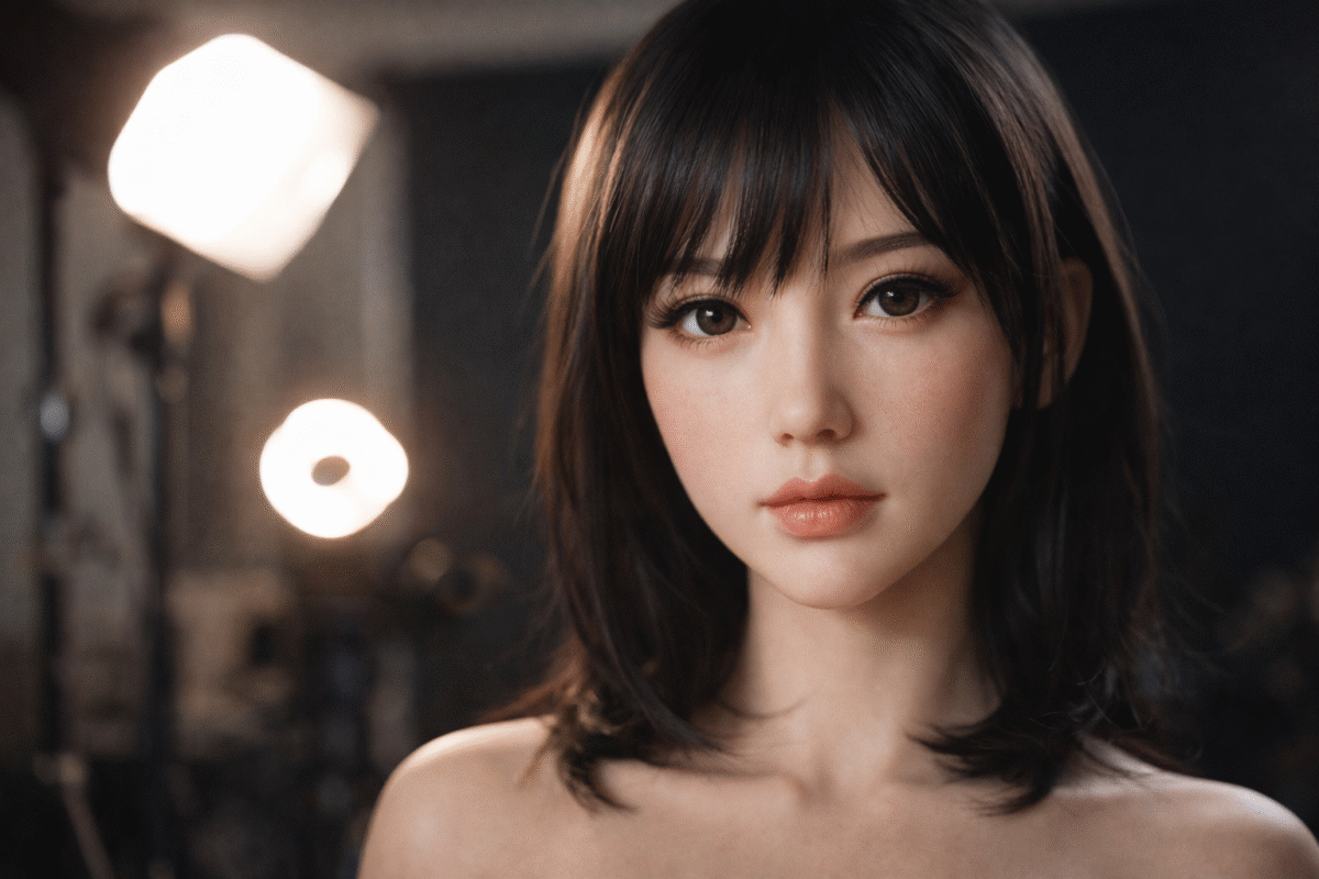 silicone doll photography with hyper-realistic facial detail